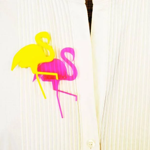 Brosche Design Acryl Flamingo