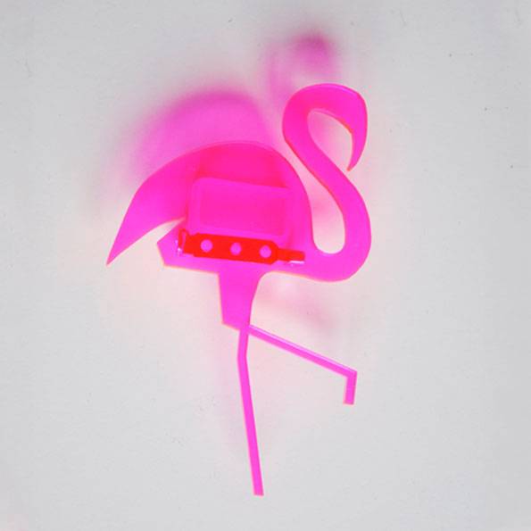 Brosche Design Acryl Flamingo