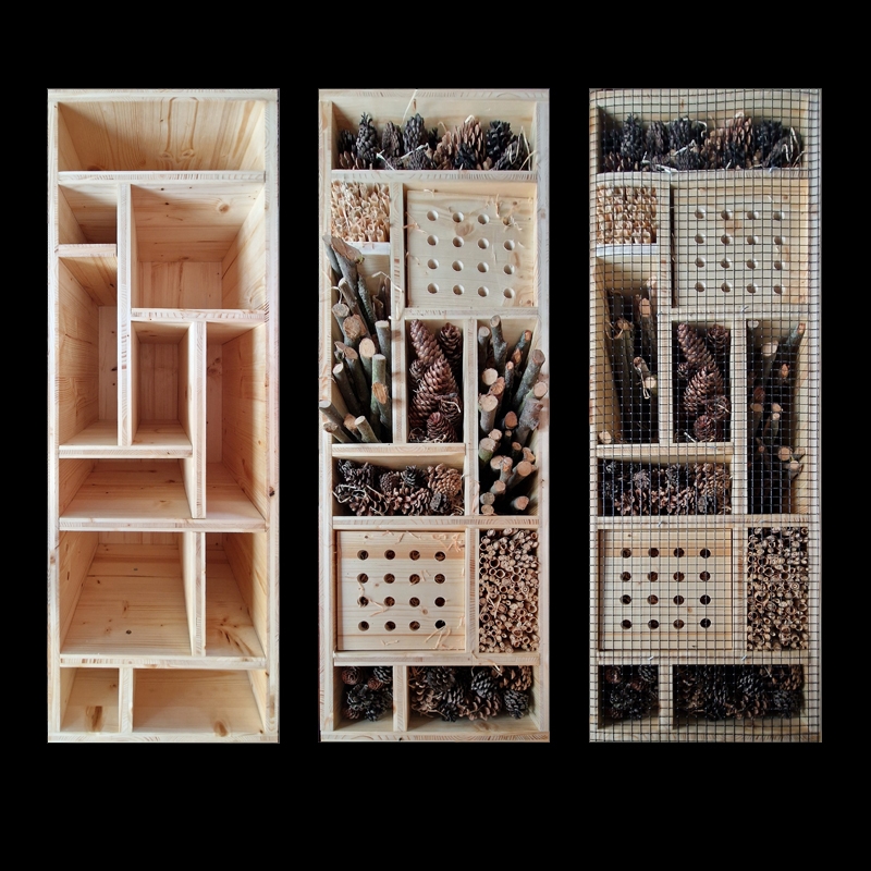 Insektenhotel natur LIVING INSIDE MARLOW MOSS groß 6 Insektenhaus modern österreich design petra stelzmüller holz draht mondrian marlow moss